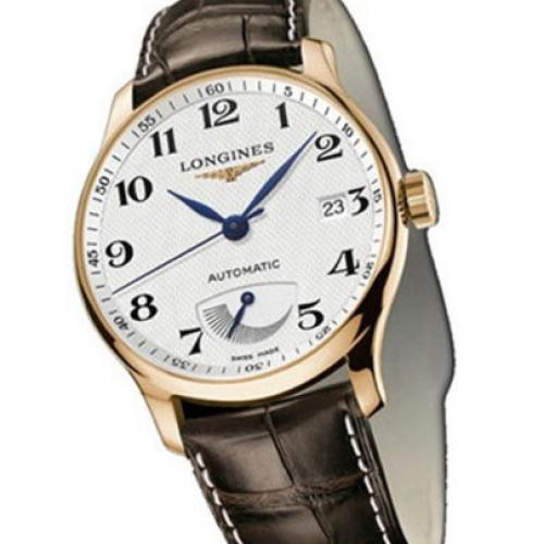 【高仿浪琴名匠系列手表】 L2.708.4.78.3 18K包玫瑰金 白盤 棕色皮帶 真動能顯示 男士自動機械表